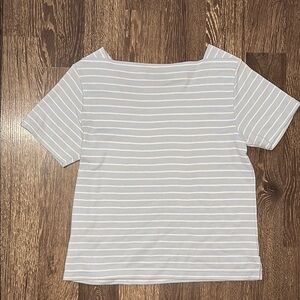 Erik & Co Striped Light Blue and White Women's Top with square neckline